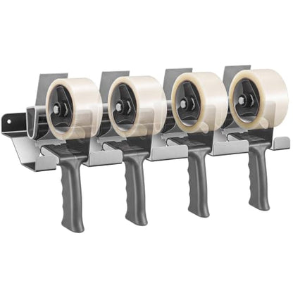 Pelopy Aluminum Wall Mount Tape Gun Holder Dispenser, Silver, 4 Roll Holder - color: Silver, size: 4 Roll Holder