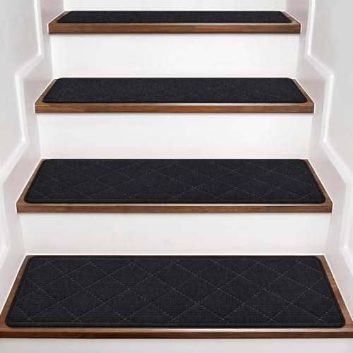 Stair Treads for Wooden Steps Indoor, KOOTETA 15 Pack 9" X 30" Non Slip - color: Black, size: 9" x 30"