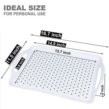 ECOIOU Non Slip Food Serving Tray with Handles, White - color: White