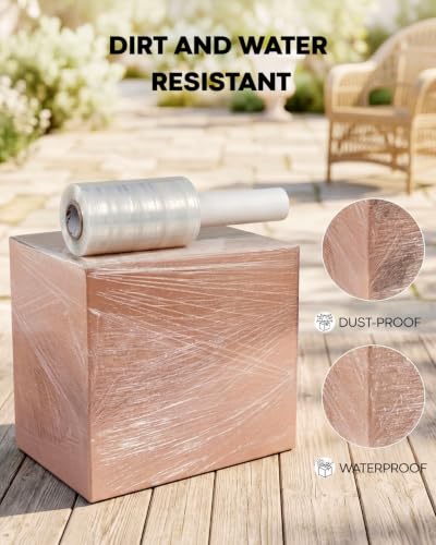 Handheld Stretch Film Roll, 4" x 1000ft Stretch Wrap Film with Handle, Shrink Film Heavy Duty Self-Adhering Plastic Wrap for Moving Shipping, Storage and Furniture Moving
