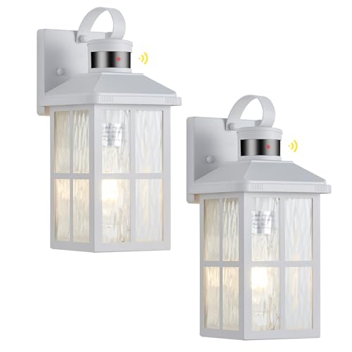 2 Pack Motion Sensor Porch Light Dusk to Dawn Outdoor Wall Light - color: White 2