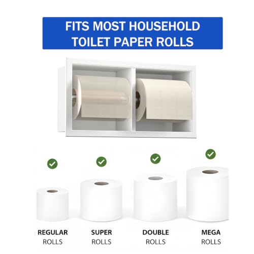 Dual Roll Toilet Paper Holder, Recessed Toilet Tissue Holder - color: Matte White