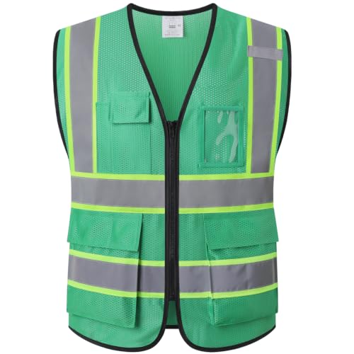 Hi Vis Reflective Safety Vest for Men Women,Meets ANSI/ISEA - color: Green, size: X-Large