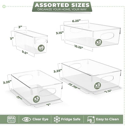 Sorbus Fridge Organizers and Storage, Clear Bins (15 Pack) - size: Small/Medium/Large/XL, style: 15 Pack