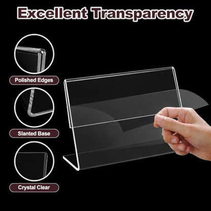 Acrylic Sign Holders 4x6 Inches Display Clear, Acrylic Table Signs Label Holders Slant Back Sign Holders Stand Small Acrylic Display Stands for Office, Store, Restaurant (20 PCS) - size: 4x6 inch