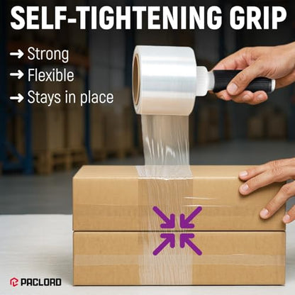 3" x 1000' Industrial Strength Stretch Wrap, Ready to Use Pack of 4 Mini Rolls with one Handle, Clear Plastic Film, 80 Gauge Thick, 500% Elongation – Heavy-Duty Shrink Wrap for Moving, Packing - style: Pack of 4