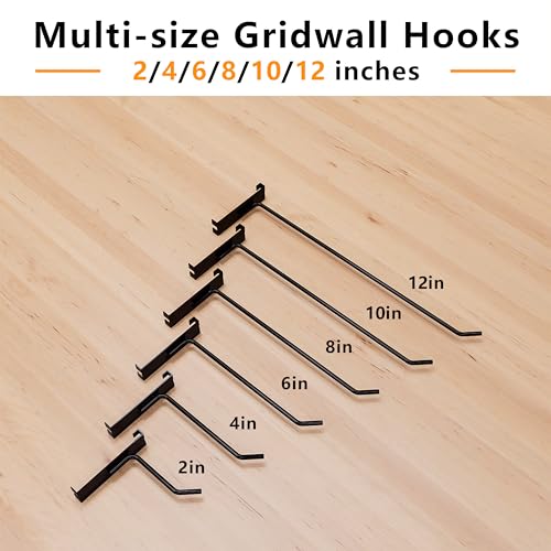 10'' Gridwall Hook Black 25 Pcs Gridwall Accessories Gridwall Pegs - color: Black, size: 10 Inch