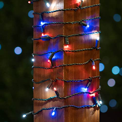Novelty Lights 100 LED 50ft Red White Blue USA Patriotic String Lights - color: Red / White / Blue