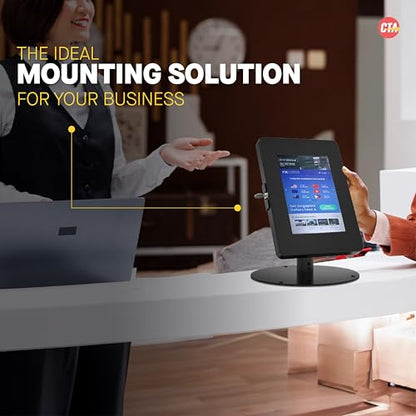 Premium iPad Retail POS Stand – CTA Upscale Tablet Kiosk Stand with 360 Degree Rotation & Locking for Retail, Restaurants & More – for iPad mini 1-7 Gen - Samsung Tab A 8” & More - Black (PAD-HSKSBS)