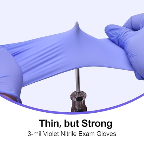 SwiftGrip Disposable Nitrile Exam Gloves, 3mil, Medium, Box of 100, Violet Nitrile Gloves Disposable Latex Free for Medical, Cleaning, Cooking & Esthetician, Food-Safe, Powder-Free, Purple - size: Medium