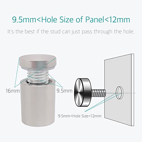 5/8 x 1-1/8 Inch Standoff Wall Mounts for Glass - Lantee 12 Pcs Stainless Steel Sign Standoff Mounting Hardware Screws, 16 x 30mm - color: Silver, size: 5/8" x 1-1/8" / 16 x 30mm