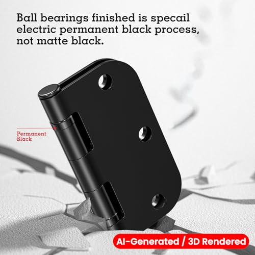 TDCHINGES Rounded Matte Black Door Hinges 3.5" 5/8"Radius Lasting No Squeak - color: Matte Black-Rounded, size: 3 Pack-Ball Bearing-lasting no squeak