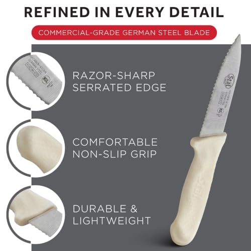 Winco 3 1/2" White Serrated Plastic Paring Knife (Set of 2) - color: White, size: 3.5", style: Serrated