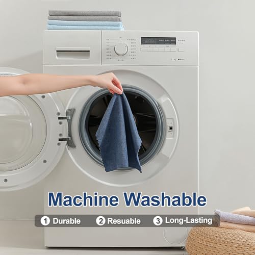 Jessy Home 80 Pack Microfiber Cleaning Cloth Roll Reusable Paper Towels 12"x12" Tear Away Cloth, Microfiber Towels for Cars, Wash Cloths, Lint Free Rags for House,Kitchen,Window,Cleaning Supplies - color: Navy Blue