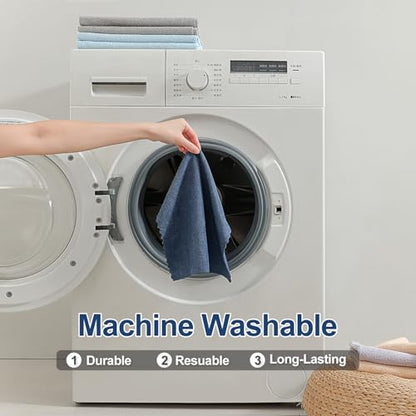 Jessy Home 80 Pack Microfiber Cleaning Cloth Roll Reusable Paper Towels 12"x12" Tear Away Cloth, Microfiber Towels for Cars, Wash Cloths, Lint Free Rags for House,Kitchen,Window,Cleaning Supplies - color: Navy Blue