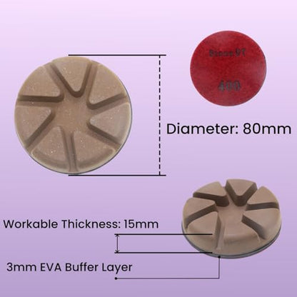 Hybrid Diamond Polishing Pucks, 3’’ Floor Grinding Pads for Hard Concrete Surface, Compatible with Ride-on/Walk-Behind Floor Grinder, Aggressive Ceramic Bond, 400#, 9PCS - style: 400# 9PCS