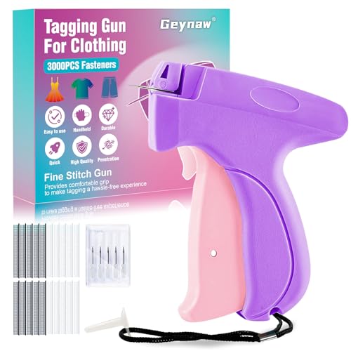 Stitch Gun for Clothes - Stitchy Tagging Gun for Clothing, Handheld Stitch Gun Quick Clothing Fixer, Sewing Kit Includes 6 Needle，3000 Fasteners(1500 Black & 1500 White) (Purple) - color: Purple