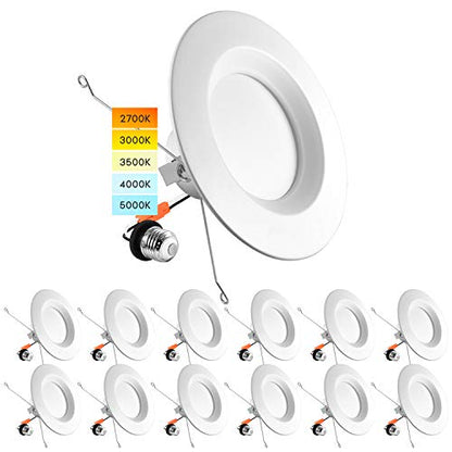 LUXRITE 5/6 Inch LED Recessed Retrofit Downlight, 14W=90W, 1100LM (12 Pack) - size: 12 Count (Pack of 1)