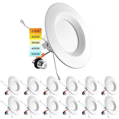 LUXRITE 5/6 Inch LED Recessed Retrofit Downlight, 14W=90W, 1100LM (12 Pack) - size: 12 Count (Pack of 1)