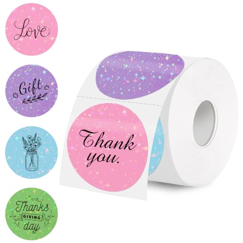 2''Holographic Thermal Label,Round Self-Adhesive Direct Thermal Label,for DIY Logo Design,Name Tag (300/Roll Multicolor) - color: Multicolor Starry Sky, size: 2 inches