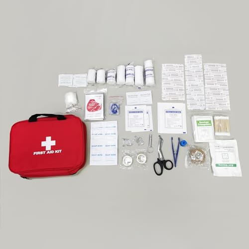 FixtureDisplays® 100-Piece OSHA Compliant First Aid Kit – Compact Emergency Medical Kit for Restaurant, Workplace, Office & Vehicle Safety 18109NEW-NPF
