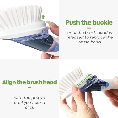 RIMAY Soap Dispensing Dish Brush Dish Scrubber with Soap Dispenser Handle - color: White