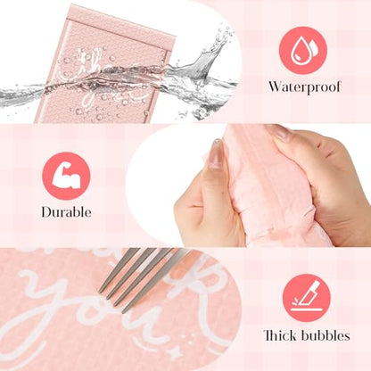METRONIC Bubble Mailers 8.5x12" 40 Pack Cherry Cute Padded Envelopes Pink - color: Thank you, size: 8.5x12" 40PC