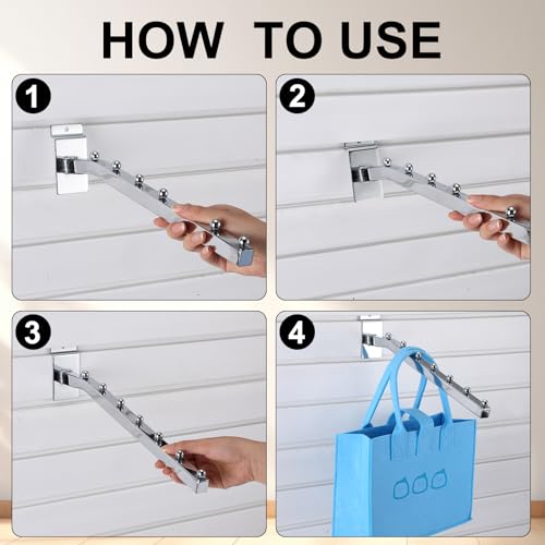 Blulu 10 Pcs 7 Ball Slatwall Waterfall Hook 13.8'' Metal Slat Wall, Silver - color: Silver