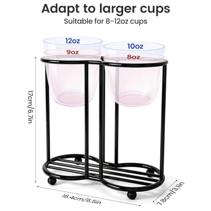 2 Row White Cup Dispenser for Bathroom Metal Mouthwash Cup Holder - color: White, size: 2 ROW