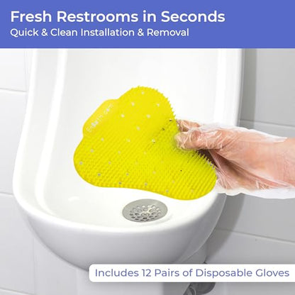 Urinal Screen Deodorizer for Men's Bathroom (12 Pack), Lemon Scented Splash Guard with Long Bristles, Anti Splash Urinal Screens with Lasting Scent to Keep Your Restroom Smelling Fresh and Clean