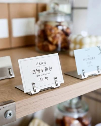 10 Pack Stainless Steel Card Holders, Waterproof Small Sign Holder 1.38 in