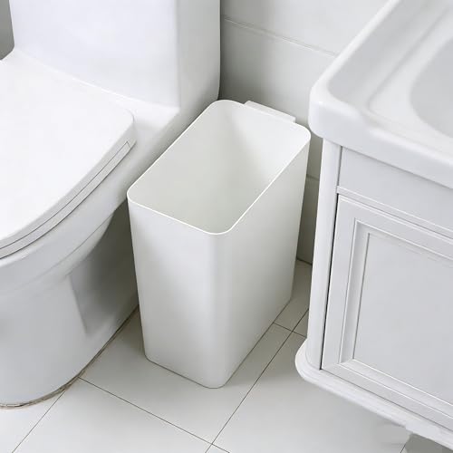 Zopnny 3-Pack 4.5 Gallon Slim Plastic Trash Can, Trash Waste Grabage Can - color: White