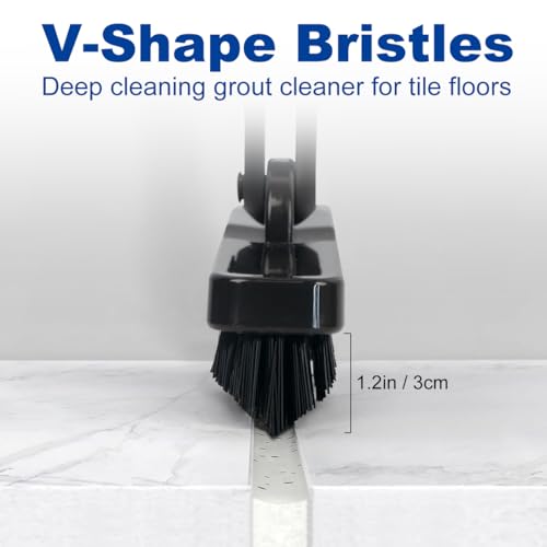 CELOX Grout Brush with Long Handle, Tile Grout Cleaner Brush for Tile Floors, for Shower Tile, for Cleaning Grout - color: Black