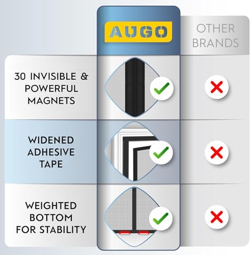 AUGO Garage Door Screen Magnetic Closure - Garage Screen Doors for 1 Car Garage Pull Down - Magnetic Screen Door Mesh - Heavy Duty Weighted Bottom - Pet & Kid Friendly - Keep Open Feature - 9' x 7' - size: 9 FT x 7 FT