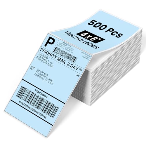 Phomemo 4x6 Thermal Labels for Shipping Label Printer, 500PCS NO BPA/BPS - color: Blue, size: 4x6*500