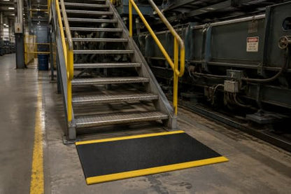 Guardian 24020301BY Soft Step Anti-Fatigue Floor Mat, Vinyl, 2'x3', Black with Yellow Stripe - color: Black and Yellow, size: 36"L x 24"W x 0.4"Th