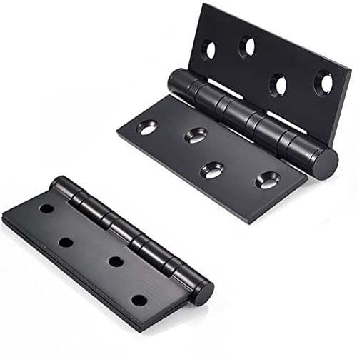 Heavy Duty Door Hinges Stainless Steel Ball Bearing Hinges 4 Inch Door Hinge for Interior & Exterior Doors Square Corners,Heavy Duty Wood Door with Mounting Hardware 2 Pack (Black, 4 Inch) - color: Black, size: 4 Inch