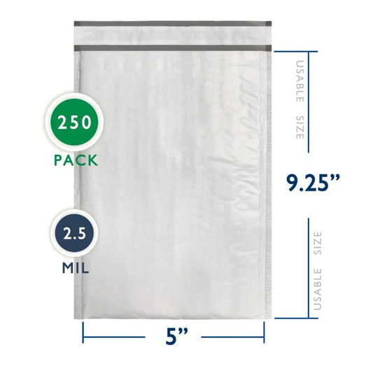 250 PC #00 5x10 Inches 250 Pack Inches Poly Bubble Mailers Shipping Padded Envelopes Self Seal Waterproof Cushion Envelopes - size: 5x10" 250PC