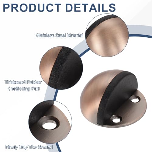 uxcell 4Pack Low Dome Floor Door Stop 45mm Dia. Stainless Steel, Red Bronze - color: Red Bronze