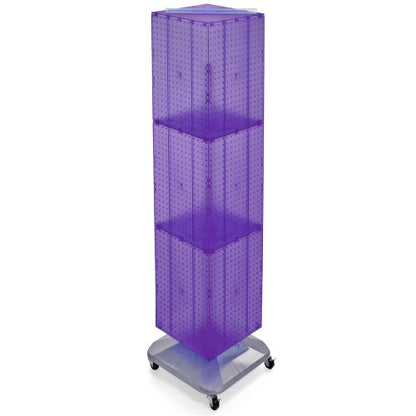 Azar Displays 701465-WHT FOUR-SIDED PEGBOARD TOWER FLOOR DISPLAY ON REVOLVING WHEELED BASE. PANEL SIZE: 14"W X 60"H - color: Purple