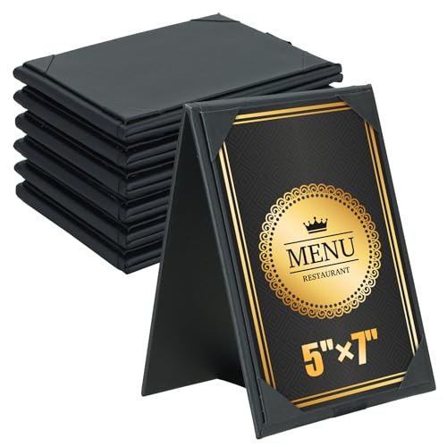 PU Leatherette Table Tents, 6Pcs Double-Sided Menu Holders 5 x 7" - size: 6 Pack, 5" x 7"