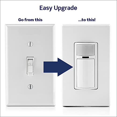 Leviton Motion Sensor Light Switch, Motion Activated, Auto-On/Auto-Off or Manual-On, 2A, No Neutral Wire Required, Single Pole, DOS02-LW, White - color: White