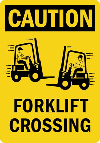 StickerJet OSHA Caution Sign Forklift Crossing (With Symbol) Stickers – Self Adhesive Vinyl 5-Pack, Sign for Warehouse and Industrial Waterproof & UV Resistant (5" x 7") - color: Caution: Forklift Crossing (With Symbol), size: 5" x 7"