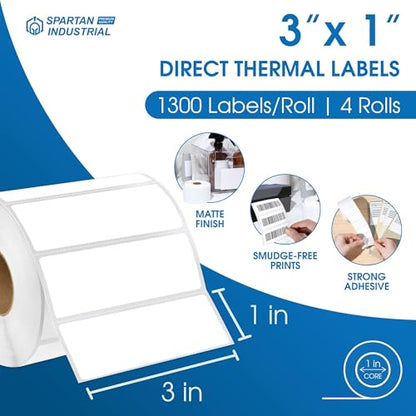 3" X 1" Direct Thermal Labels (5200 Count, 4 Rolls) - size: 3" X 1"