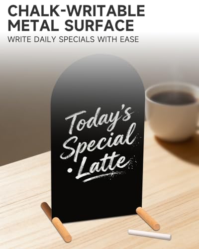Tabletop Menu Display Stand with Writable Board and Magnetic Holders - size: A4 Vertical (17 × 9.5 in)