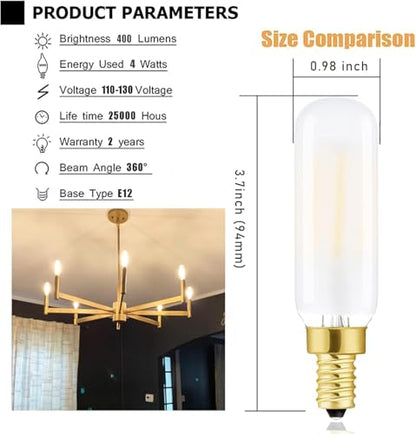 Frosted T6 Led Bulbs 4W E12 Light Bulbs 3000k Soft White Dimmable - color: 4w=40w Soft White 3000k