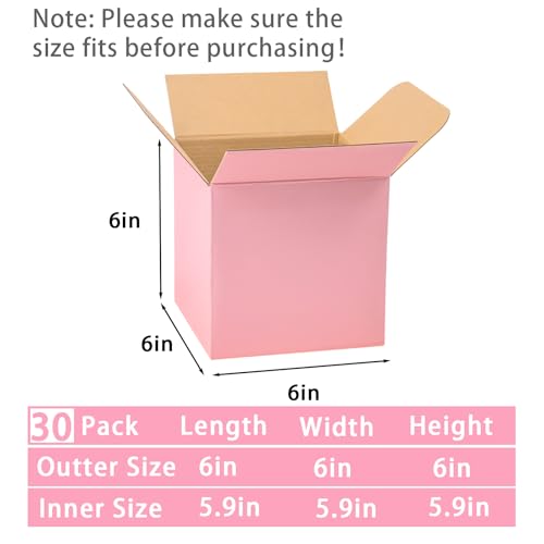 Pink Shipping Boxes Small 6x6x6 Inches, 30 Pack Corrugated Cardboard Boxes for Packaging Small Business Mailing - color: Pink, size: 6x6x6 Inch