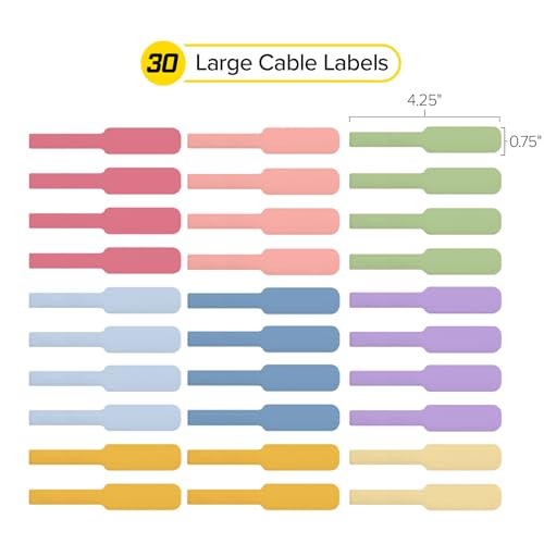 Wrap-It Storage Cable Labels - Large, Macaron (30-Pack) - color: Macaron, size: Large