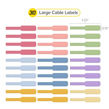 Wrap-It Storage Cable Labels - Large, Macaron (30-Pack) - color: Macaron, size: Large