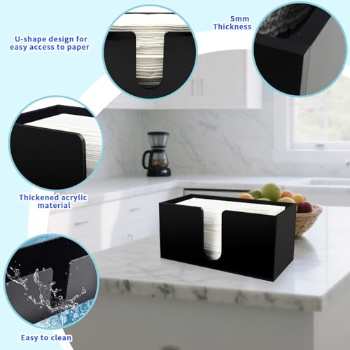 Paper Towel Holder for Countertop, 2 Pack Black Acrylic Napkin Dispenser